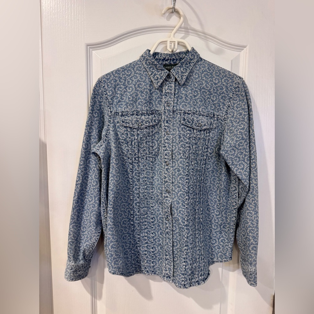 Ralph Lauren Lauren Jeans Co Blue Floral Denim Shirt Western